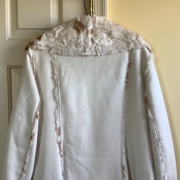 Adrienne Landau Reversible Faux Fur Shearling Coat Ivory Large - Picture 4 of 14